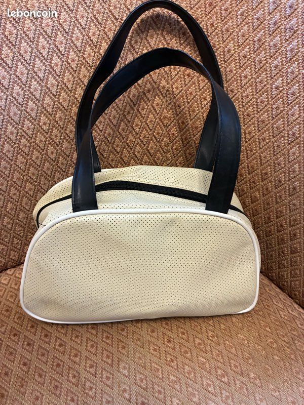 Sac à Main Vintage DDP Années 2000 Y2K - Format Ovale Crème Et Noir - Occasion état 9/10
