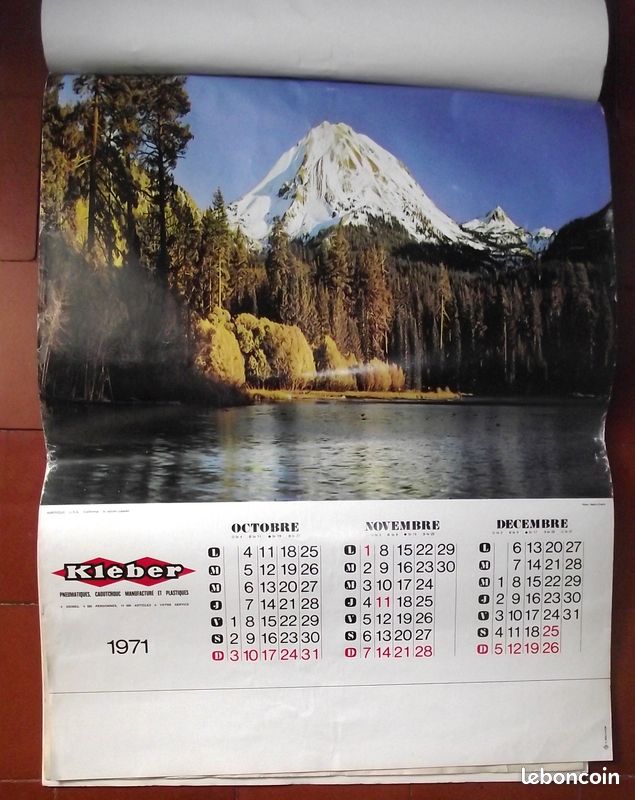 Calendrier vintage (Grand )pour collection Kléber Colombes année 1971 (image 3)