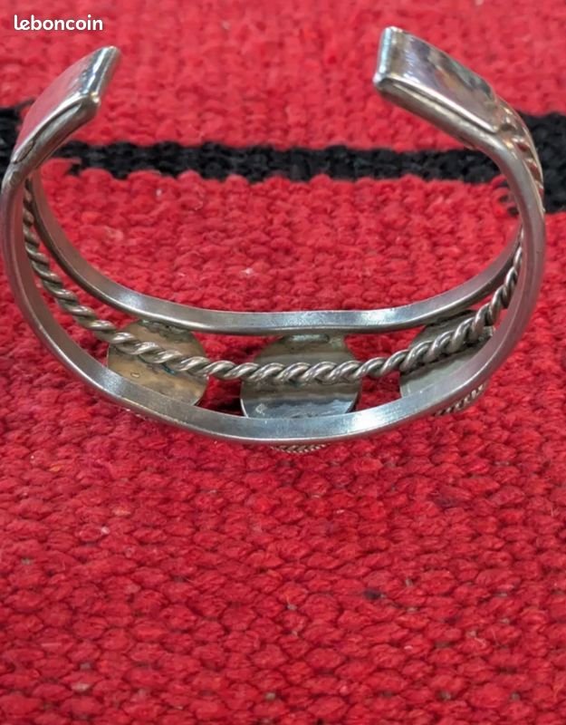 Bracelet esclave NAVAJO turquose argent STERLNG 925 avec ponçons. de