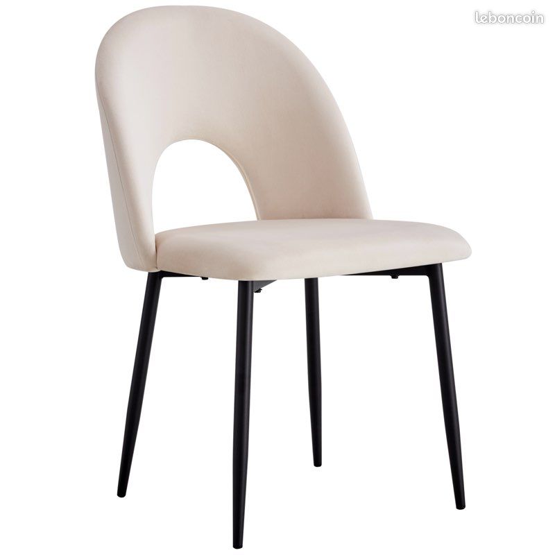 Lot 4/6/8/10 chaises velours beige - pieds noirs (image 1)