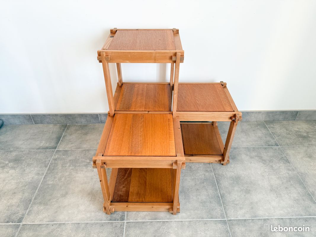 Etagère, bibliothèque en pin, années 70/80' (image 2)