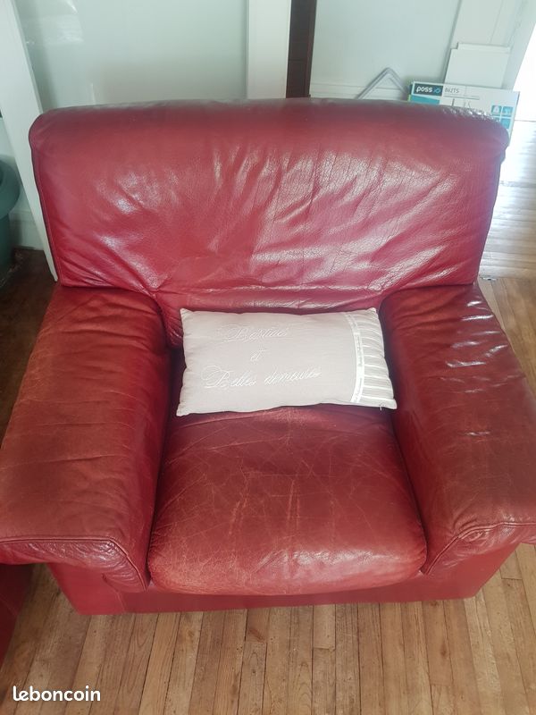 Canape cuir 3 places + 2 fauteuil (image 3)