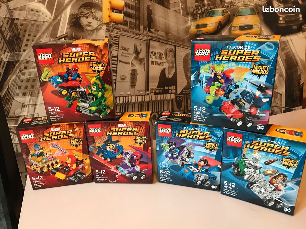 Lego Mighty Micros Marvel DC Comics, Superman, Batman, Wonder Woman, Iron Man, Spider-man, Wolverine (image 1)