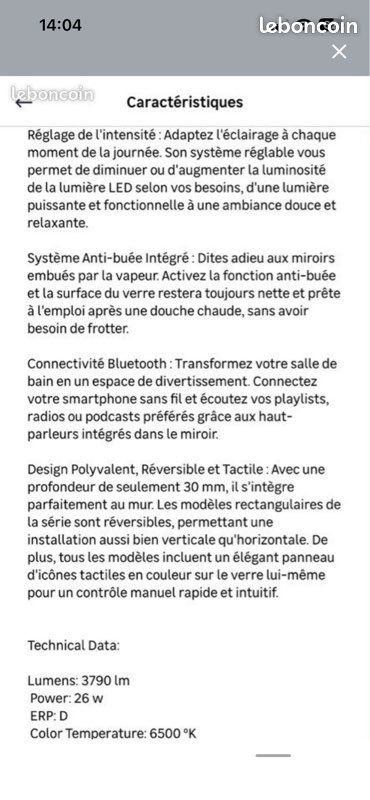 Miroir led Bluetooth salle de bain (image 8)