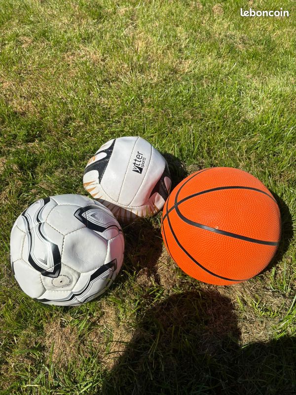 3 Ballons : Volley, Basket, Football dans leur filet (image 1)