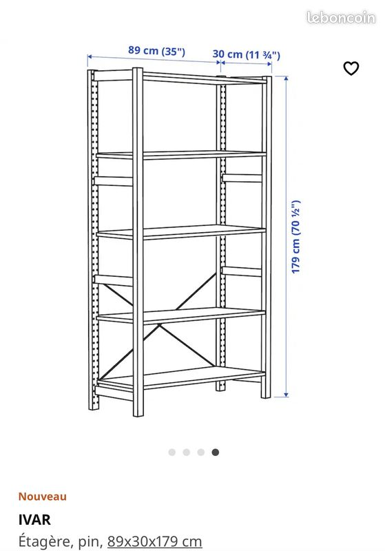 Tablettes bois naturel ivar ikea ideal pour magasin ou stockage (image 5)
