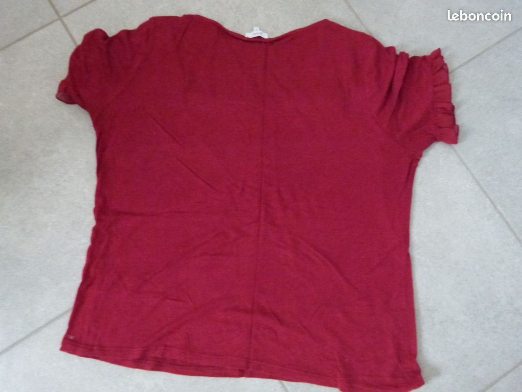 Haut rouge bordeaux belles finitions taille XL Phildar (image 4)