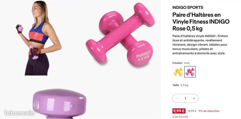 Paire D'haltères Rose Femme – 2,5 Lbs (environ 1,1 Kg) – Lot De 2