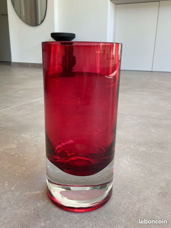 Vase en verre rouge 15x15x40 cm | Leroy Merlin