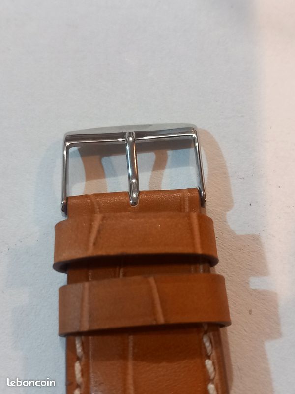Bracelet De Montre En Veau Véritable Façon Alligator, 16 Mm, Couleur Marron Gold - Neuf Fabriqué En France