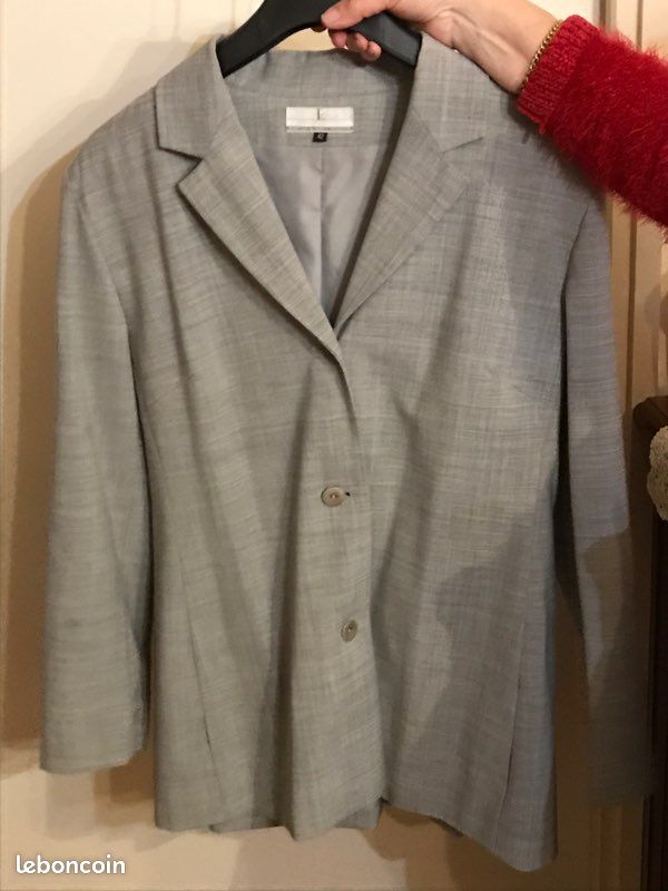 Veste longue gris clair t42 (image 2)