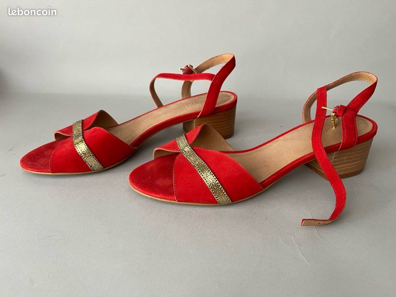 Apolline Sandale A Talon Bordeau Sandales Rouge Et Or Minelli