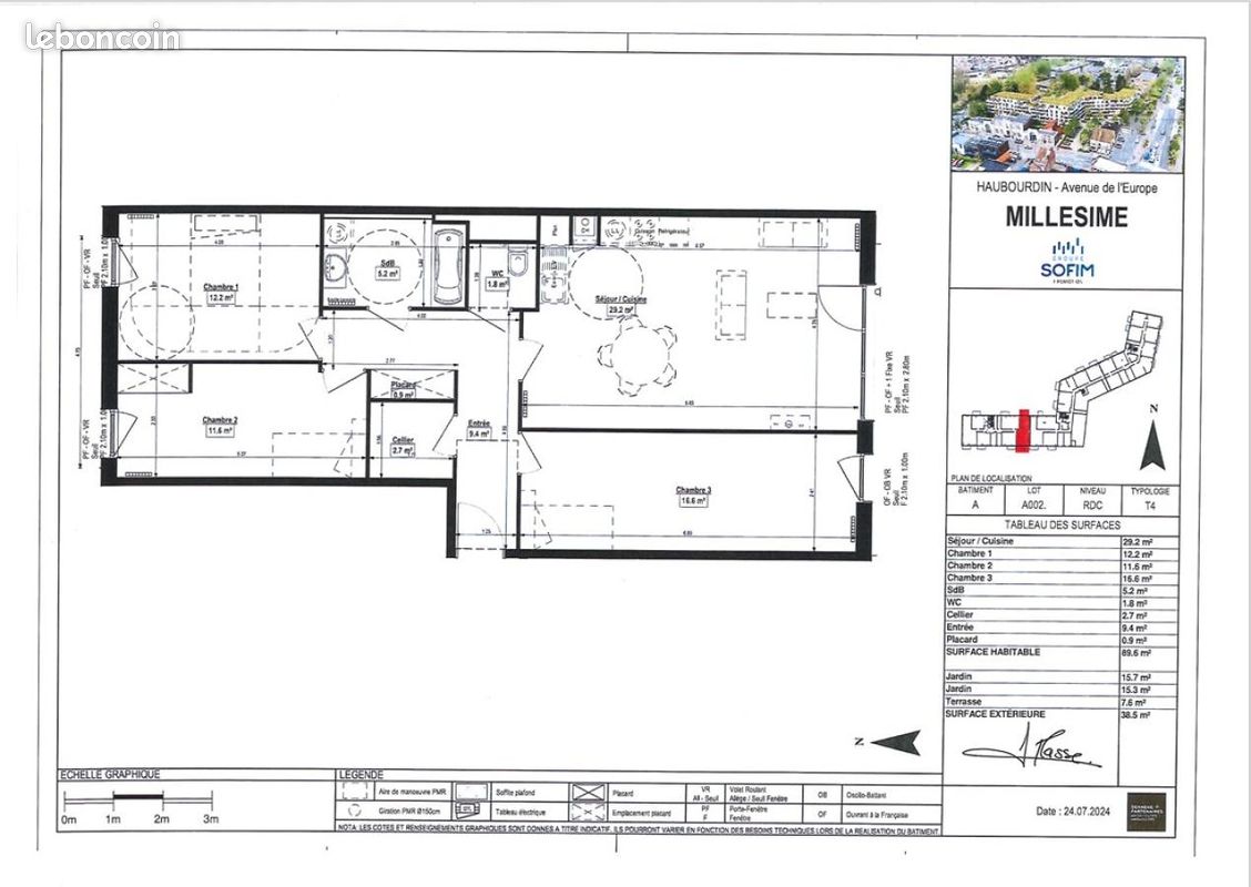 Appartement 4 pièces 90 m² · à Haubourdin · 90 m² · 1 037 €