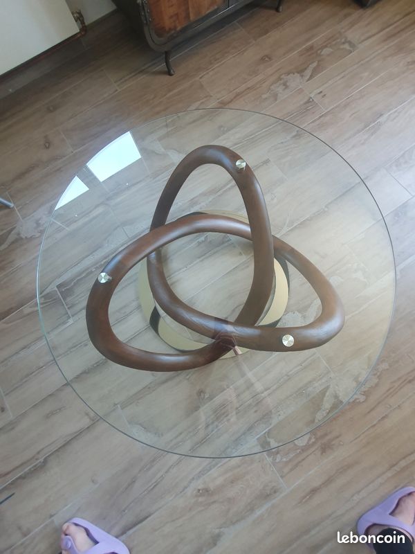 Table basse verre et bois massif Angel Cerda (image 2)