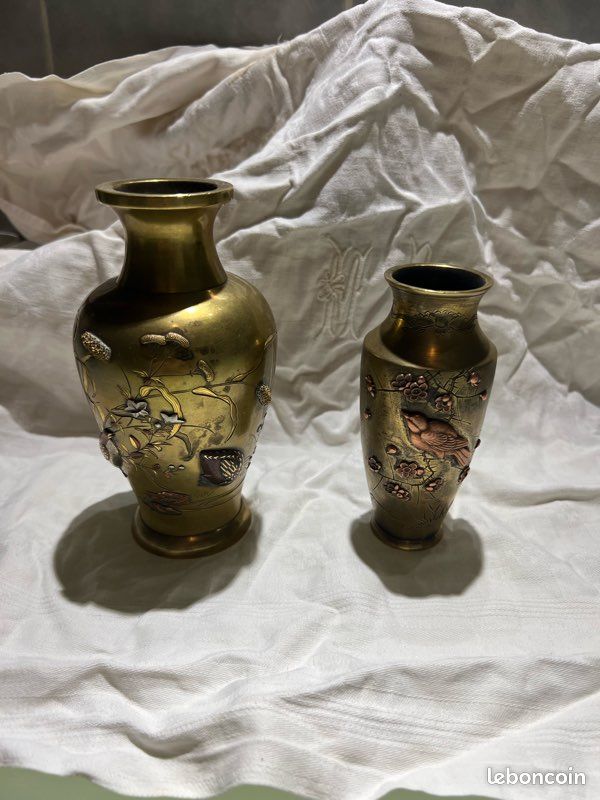 2 vases en bronze, chinois (image 4)