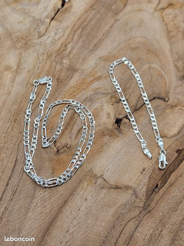 Bracelet Argent 925 Avec 6 Chaînes - 3 Couleurs D'argent, Neuf Avec étiquettes, Poinçonné