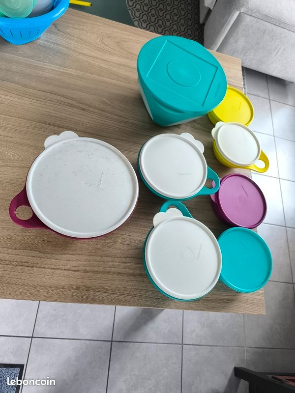 Grand Saladier Tupperware Bleu 3L Avec Couvercle à Pression - Vintage