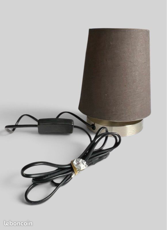 Petite lampe de chevet / table Gifi gris anthracite/taupe et chrome (image 1)