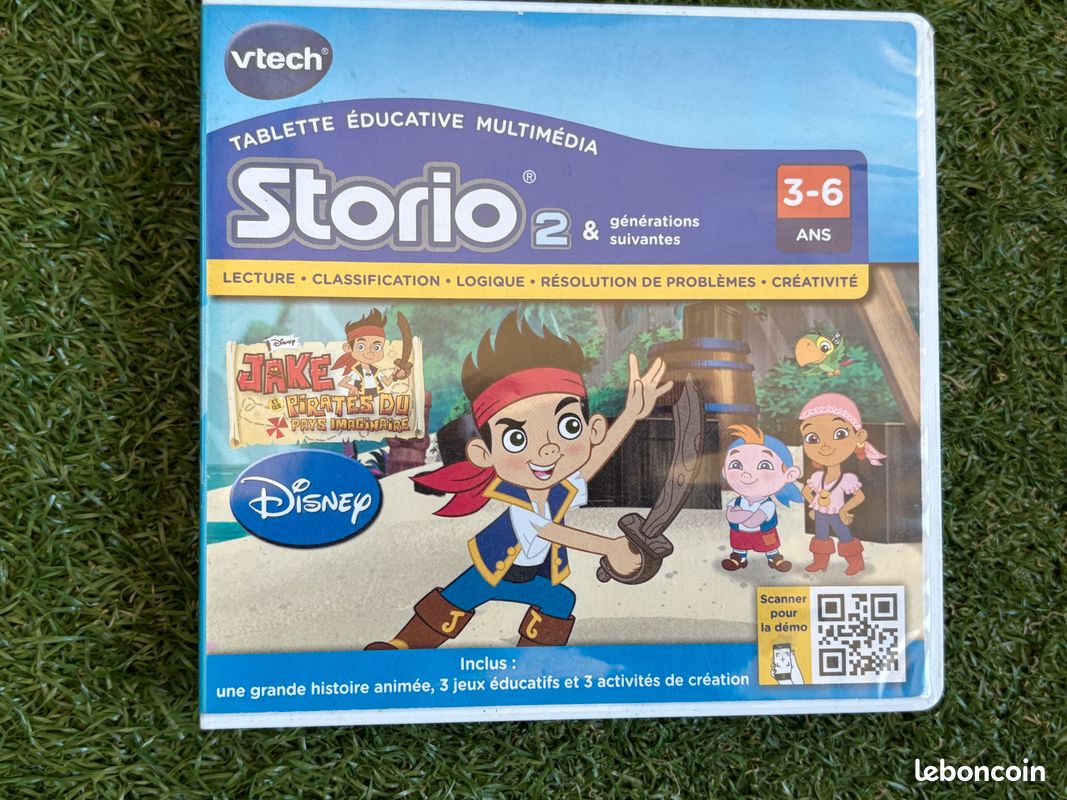Jeu Storio VTech - JAKE Et Les Pirates Du Pays Imaginaire, Pour Storio 2 - Très Bon état Complet