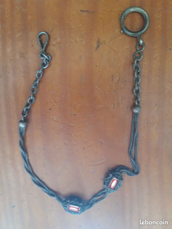 4 Anciennes Chaines Doubles De Montre A Gousset Acier