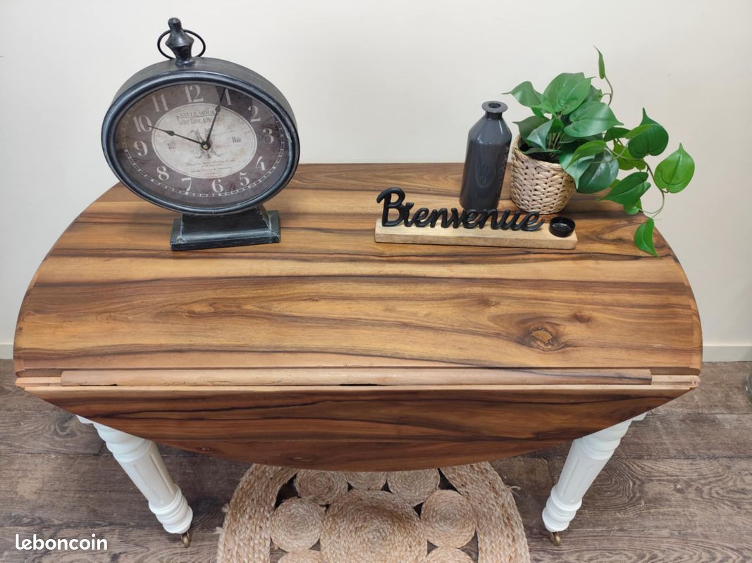 Table d'appoint en noyer deux en une convertible en console bois massif (image 18)