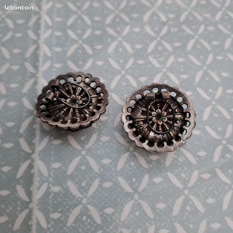 Boucles D'oreilles Clips Vintage Perles Roses Tombantes - Bijou Ancien, état Parfait