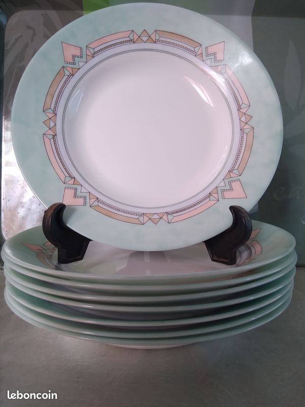 Lot8 De 6 Petites Assiettes Plates Vintage Mint Arcopal