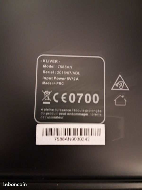 Tablette Tactile Kliver 7588an – Pour Pièces Ou Réparation