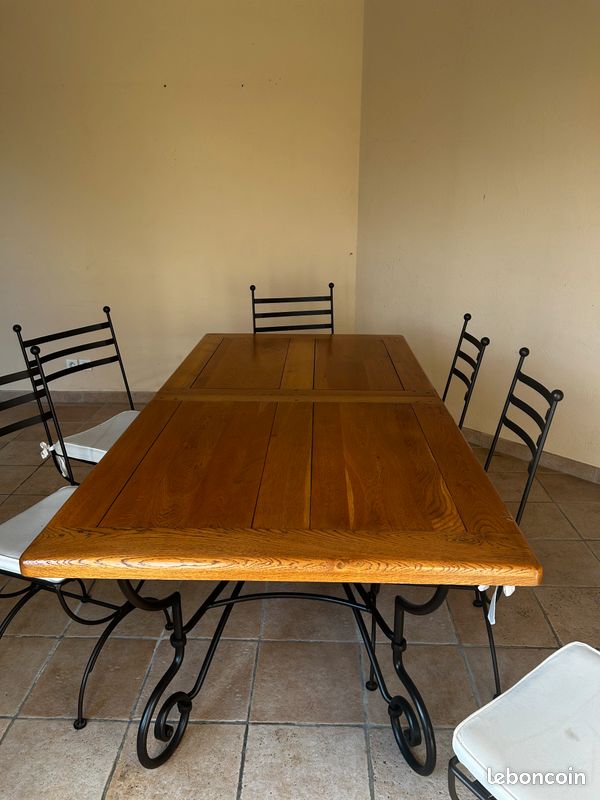 Table salle à manger chêne massif 2M(extensible 2,5M) + 6 chaises (image 3)