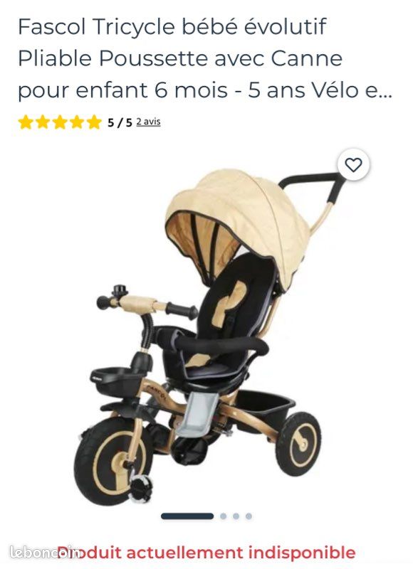 Tricycle bébé évolutif FASCOL Vélos