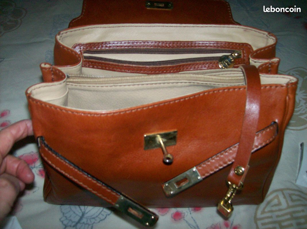 Sacoche Vintage THE LIGHT En Cuir - Fabriqué En Italie - Marron - Occasion