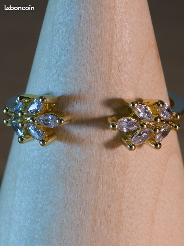 💍Bague laurier diamants en acier inoxydable (image 2)