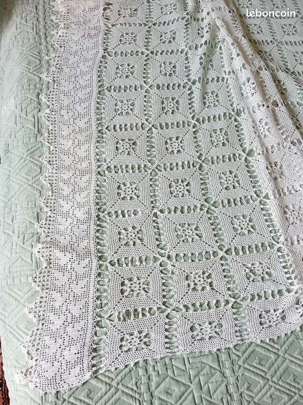 Couvre-lit vintage, 190x190 cm, réalisé au crochet (image 2)