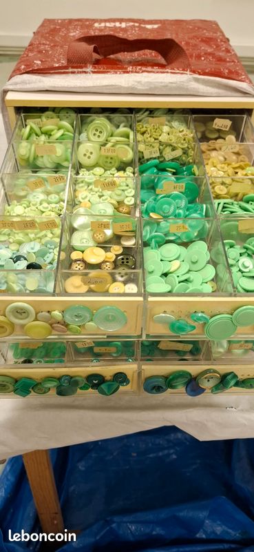 Bouton Bombe Vert Ancien - Mercerie Vintage, Lot De 1 à 10 Pièces, Occasion