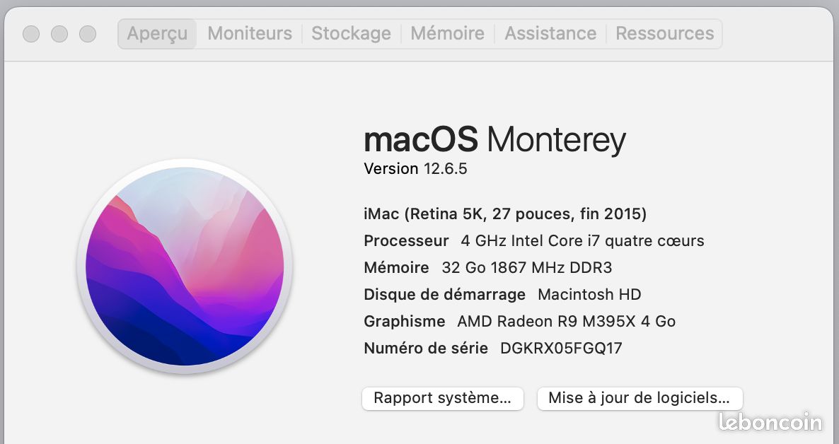 IMac 27" Retina 5K – Core i7 – 32 Go RAM – 3 To – Fin 2015 (image 6)