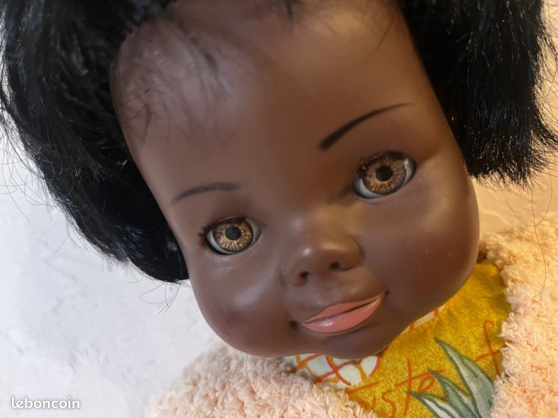 Ancienne Poupée Noire Gégé – No Raynal Petitcollin – 42 Cm – Années 1960 – Occasion