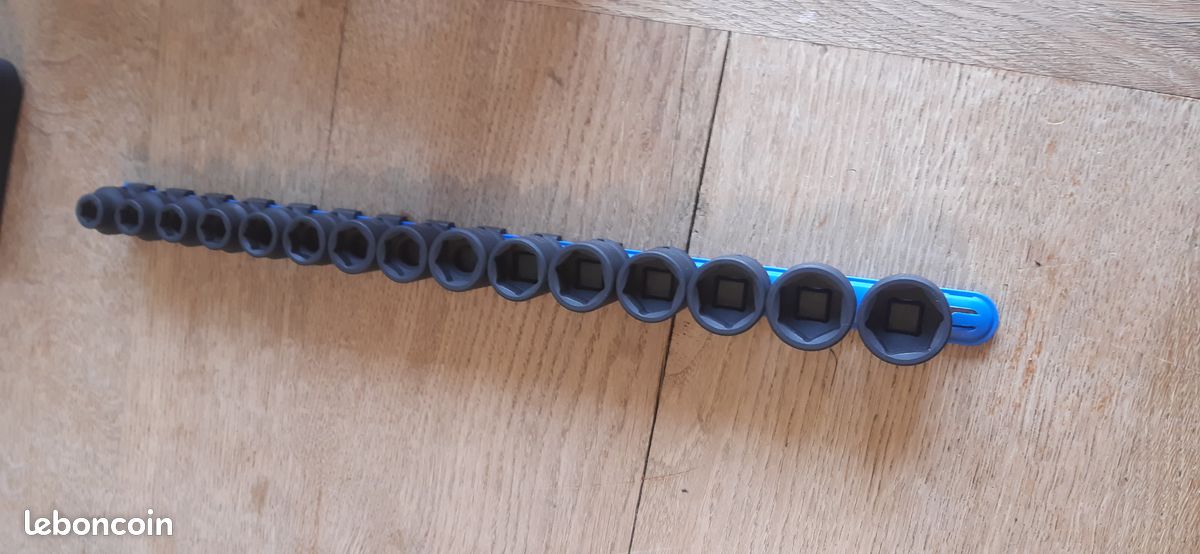 Jeu de 15 douilles extra courtes à chocs sur réglette 1/2", Cr-Mo A-SS (image 2)