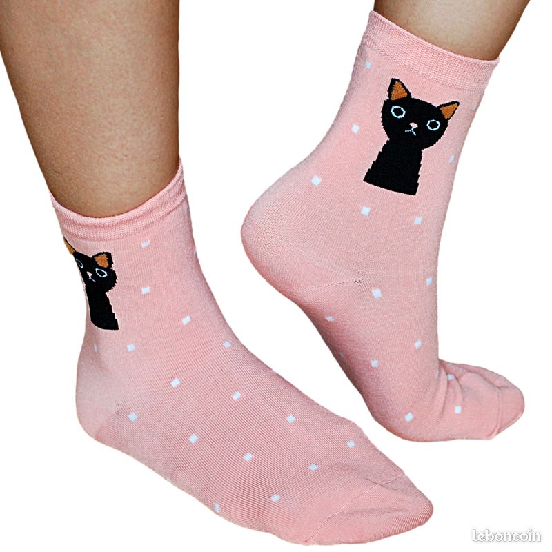 Chaussettes Fantaisie Femme Lot Motif Chat Idée Cadeau Adulte