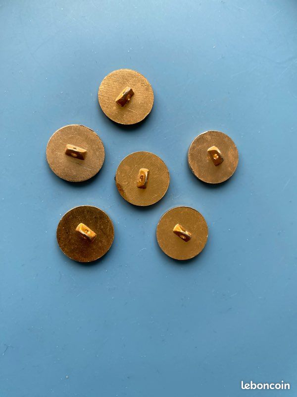 Lot De 6 Boutons Vintage Saumon Bombés - Pied Doré, Diamètre 2,2 Cm - Occasion