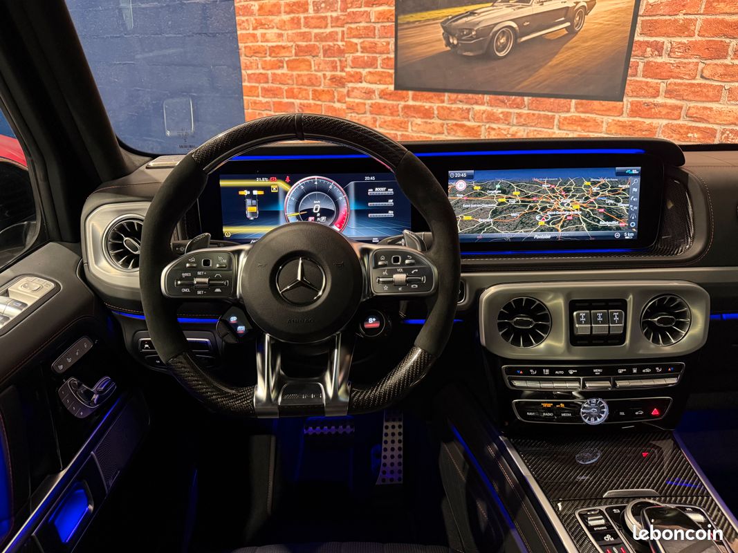 Mercedes benz classe g63 4.0 585 v8 4-matic + amg suivi mercedes - volant carbone - caméra 360° - toit ouvrant - ecran arriere mbux - carplay - pack interieur manufaktur - attelage - immat france (image 20)