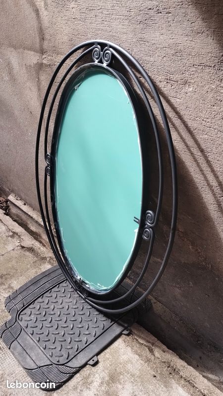 Miroir Rond Vintage à Cadre Fer Forgé - Diamètre 30 Cm - Déco Maison Rétro - Occasion Bon état