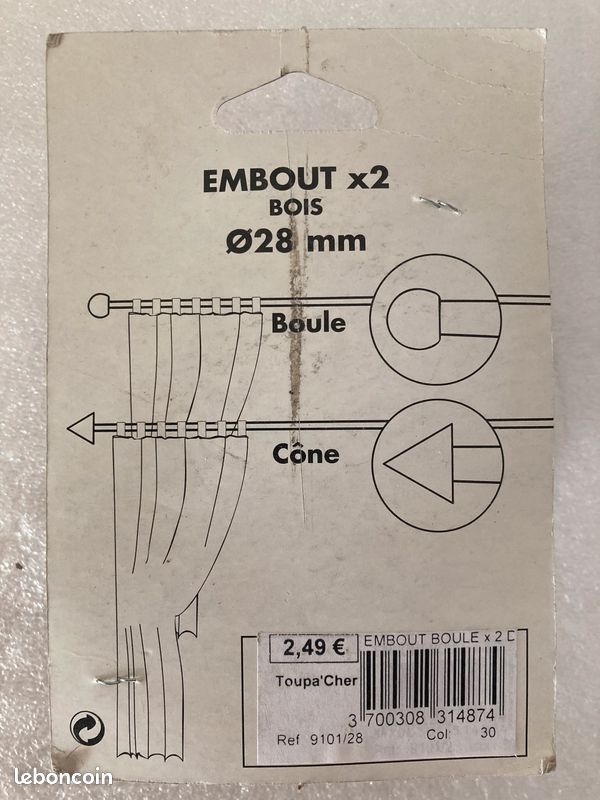 INOOMP Lot De 2 Embouts Sphériques En Bois Massif - Décoration Meubles Et Tringles