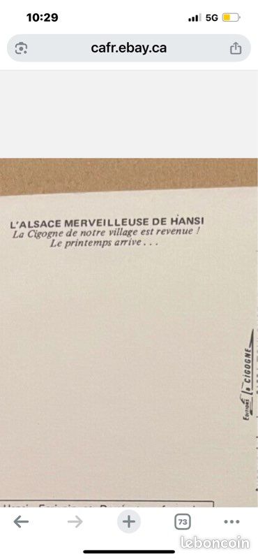 Carte postale Hansi « La cigogne est revenue » dans cadre (image 6)