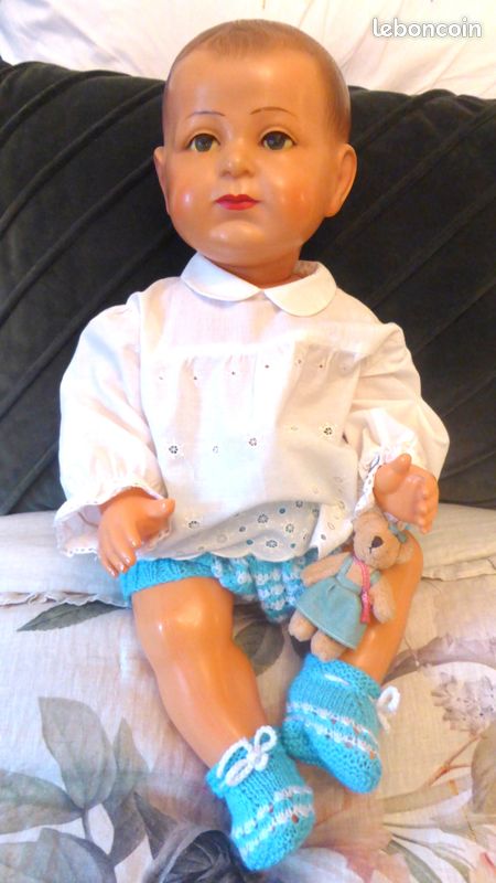 Ancien Baigneur SNF Jacky 25 Cm - Yeux Peints, Fabrication Française