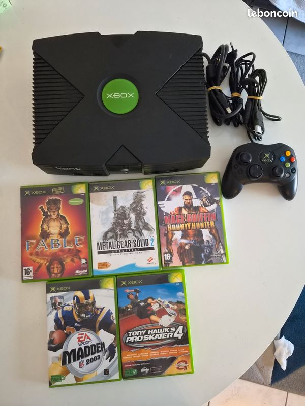 Console Xbox 1ère Génération Avec Câbles Officiels + 1 Jeu