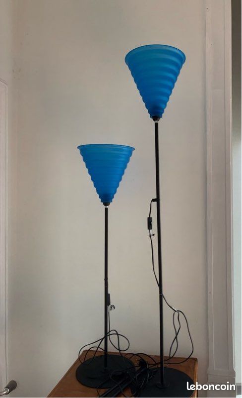 Lampe IKEA Sexan bleu et noir vintage