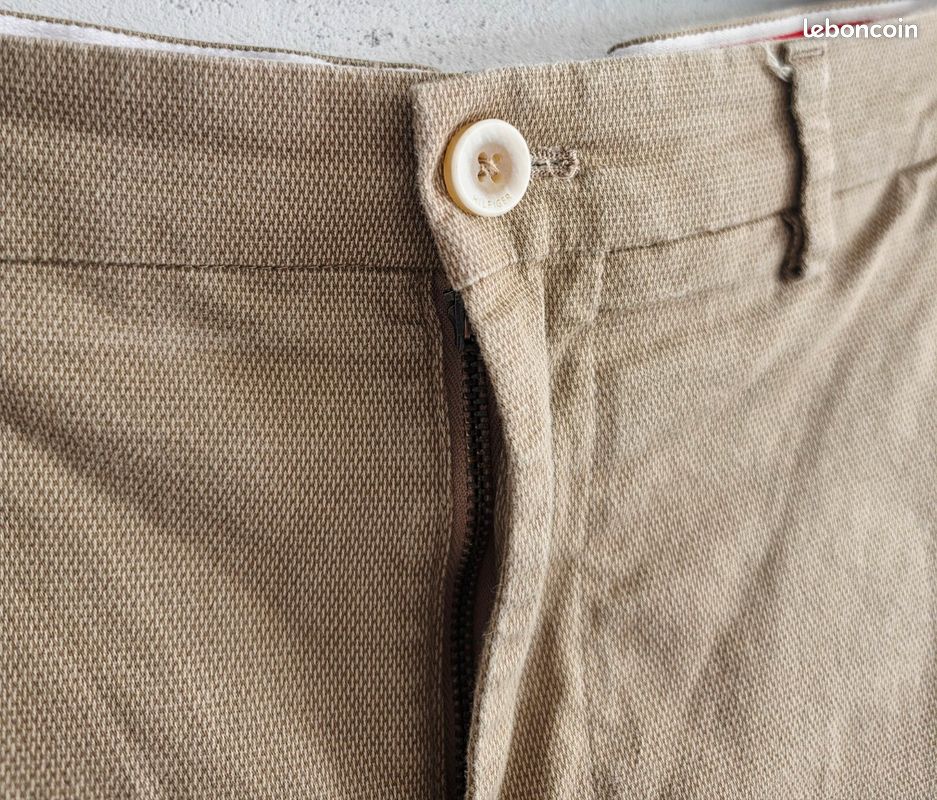 Pantalon chino Tommy Hilfiger beige coupe droite, léger et doux, poche latérales taille 44/46 (image 3)