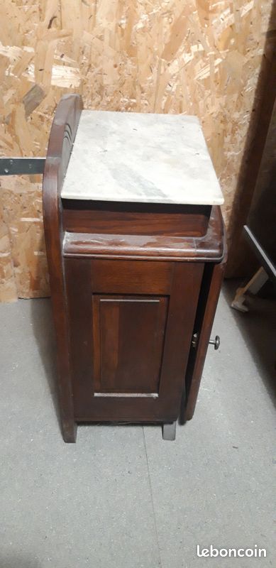 Table de chevet / table de nuit année 50 bois et marbre (image 2)