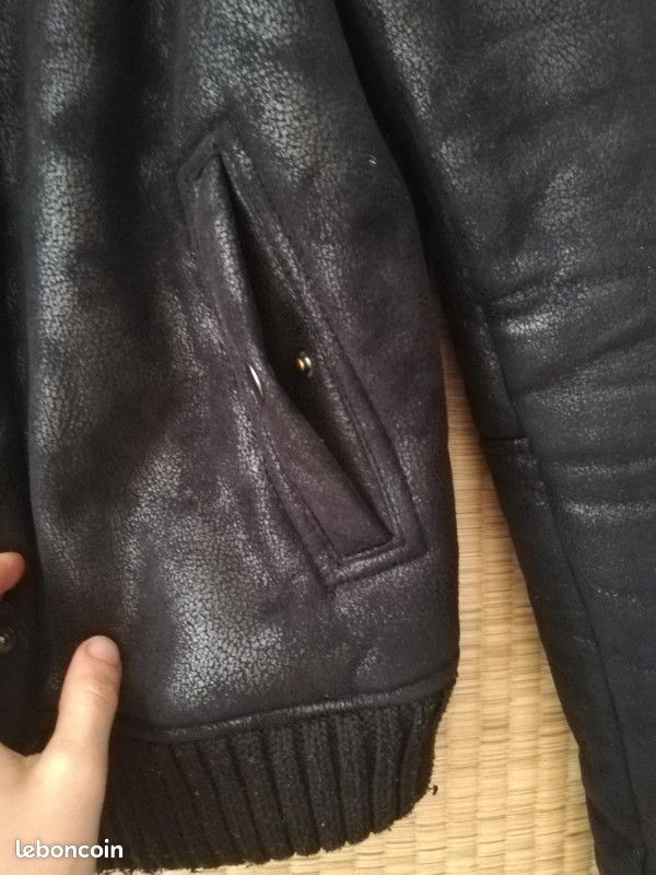 Blouson teddy cuir XS Mango Vêtements
