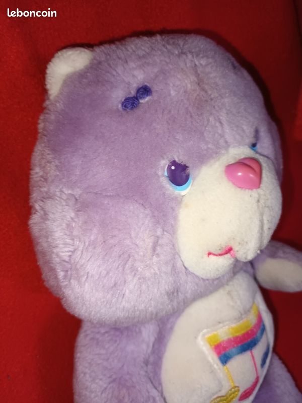 PELUCHE VINTAGE 80'S PELUCHE BISOUNOURS MAUVE CARE BEARS GROSCADEAU Share Bear